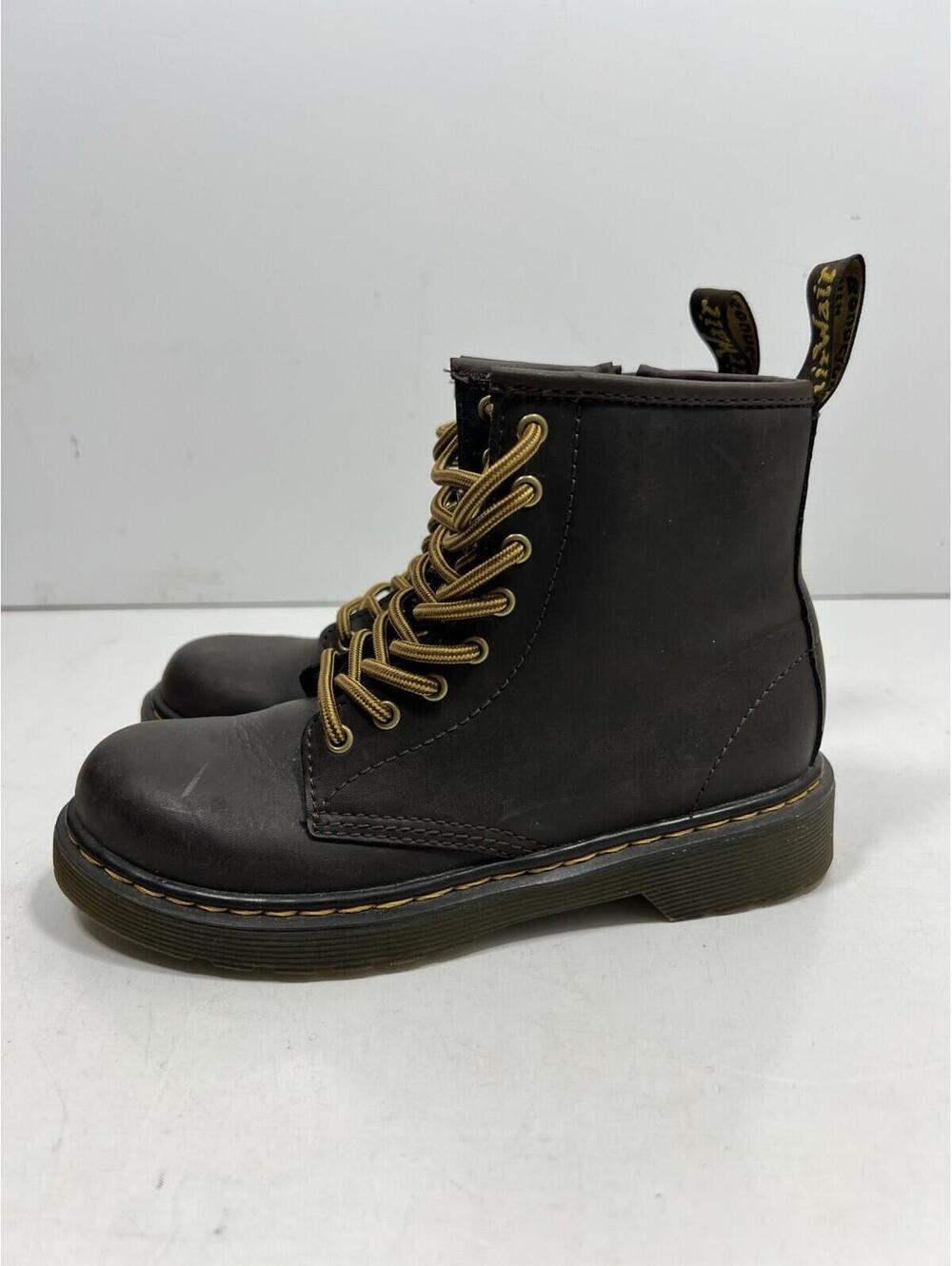 Dr Martens 1460 J Boots Youth Kids Size 2 Brown Leather Boots w/Zipper NWOT
